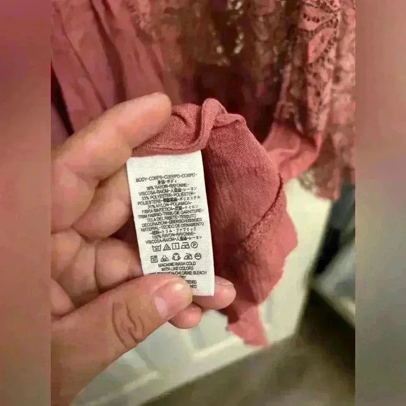 Free People Lace Top Tunic Mini Dress. Secret Origins Dusty Mauve Size M - Picture 3 of 7